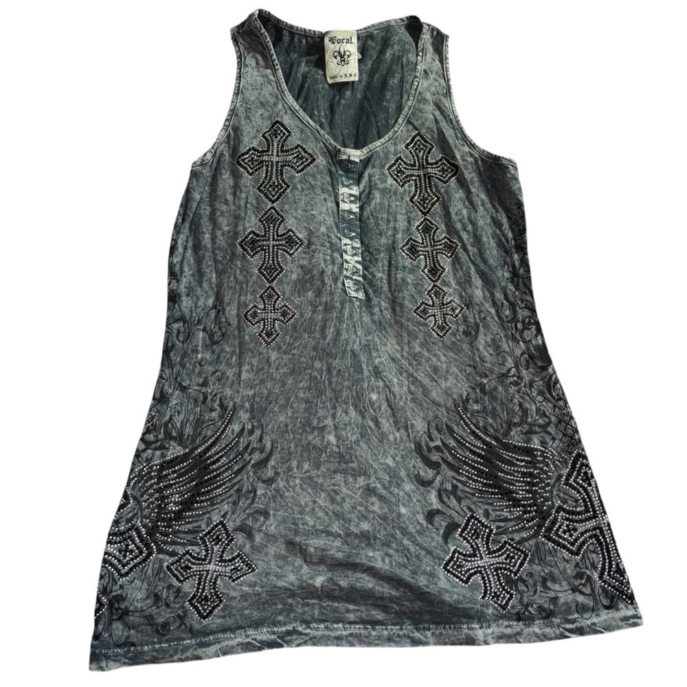 Stylish Gray Embellished Tank Top